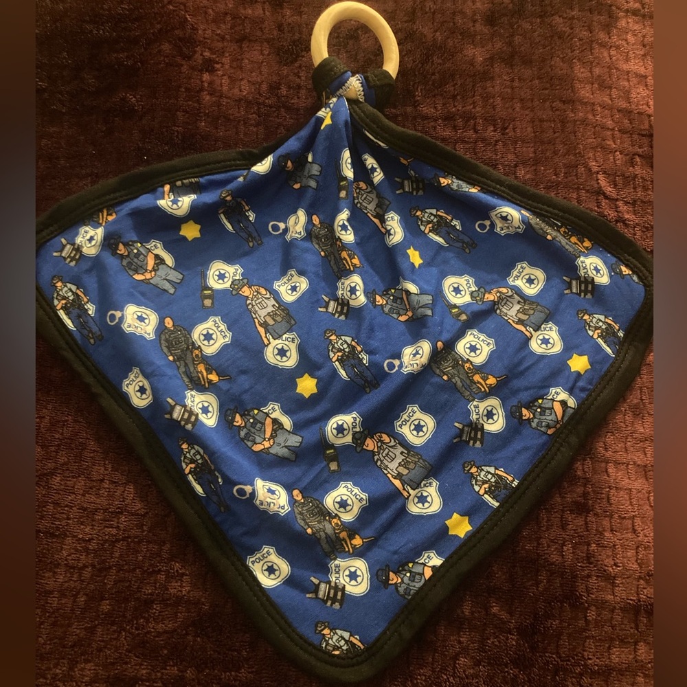 Blue Police-Themed Kids Bamboo Security Lovey
